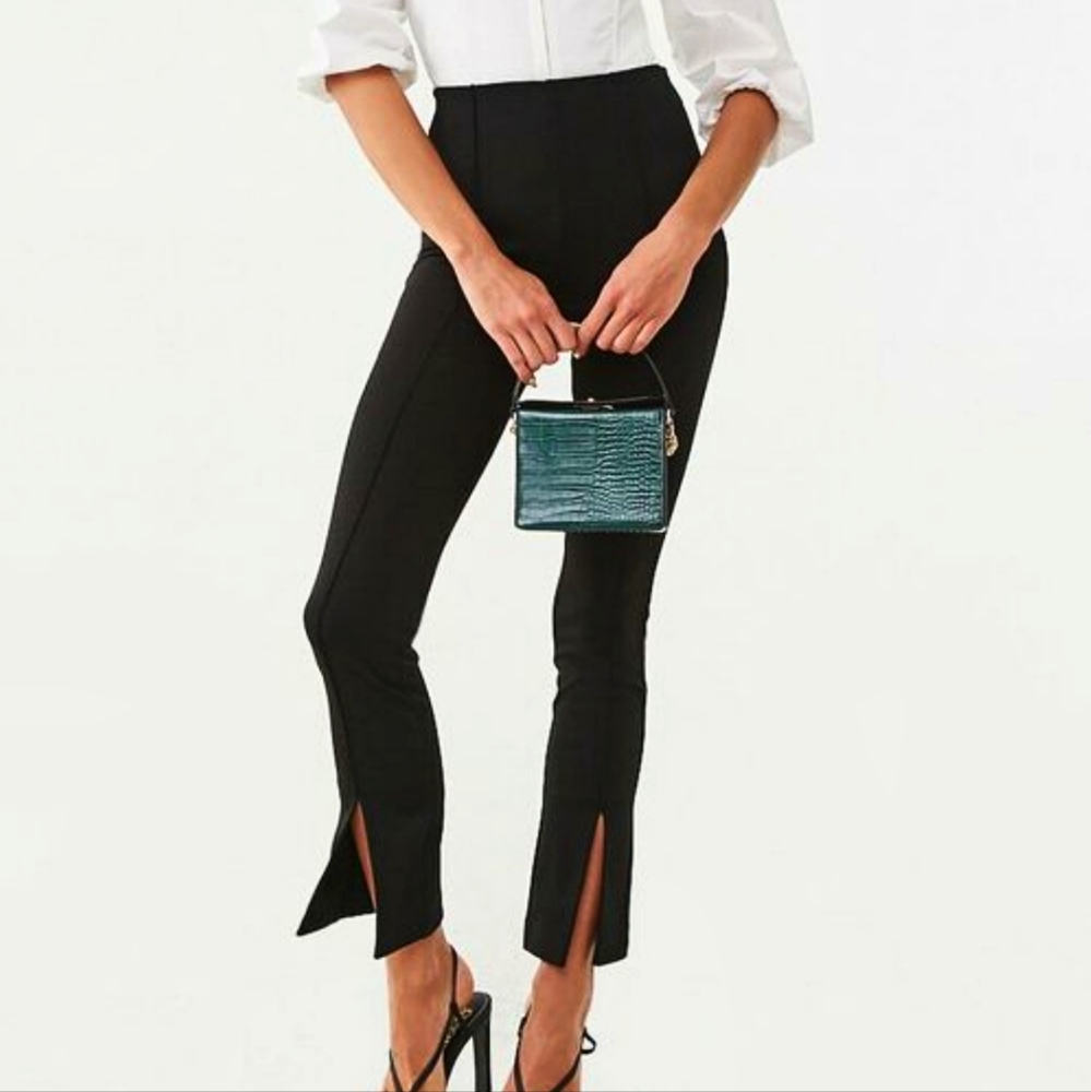 Creased Slit-Hem Pants